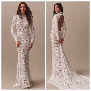 Daughters of Simone Hollis Lace Wedding Gown L Open Back Boho Bridal